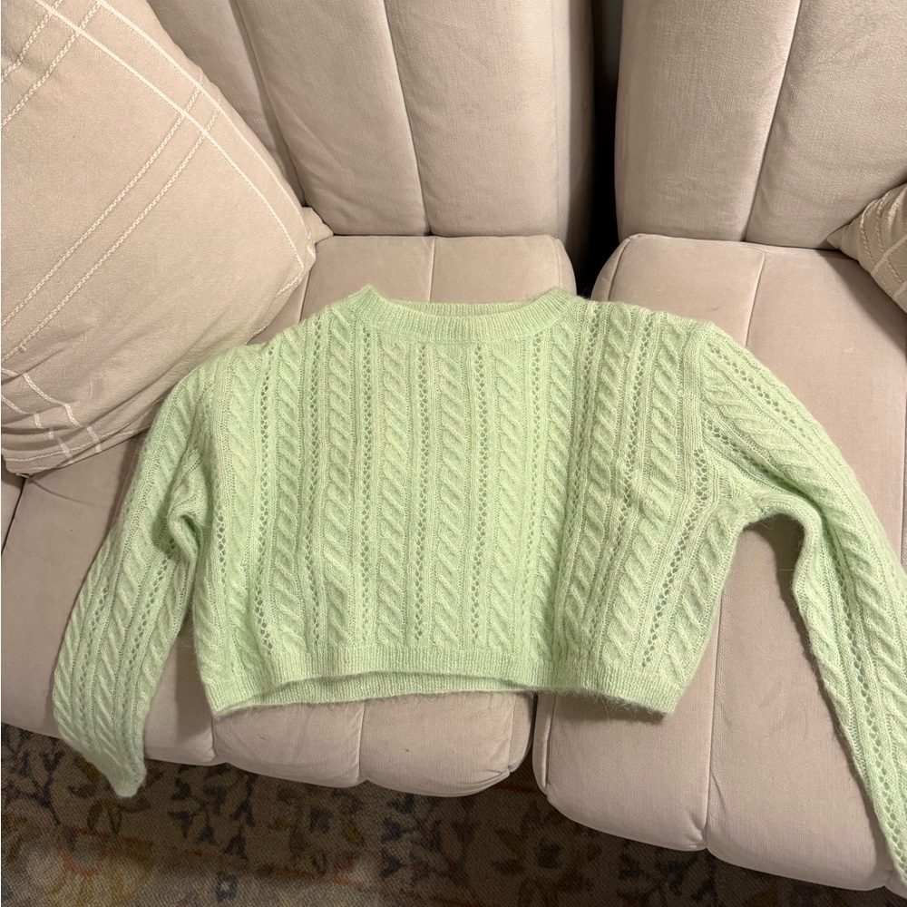Zara Light Green Cable Knit Sweater